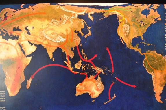 Rotas migratórias humanas no Museu Nacional de Antropologia, na Cidade do México, capital do país